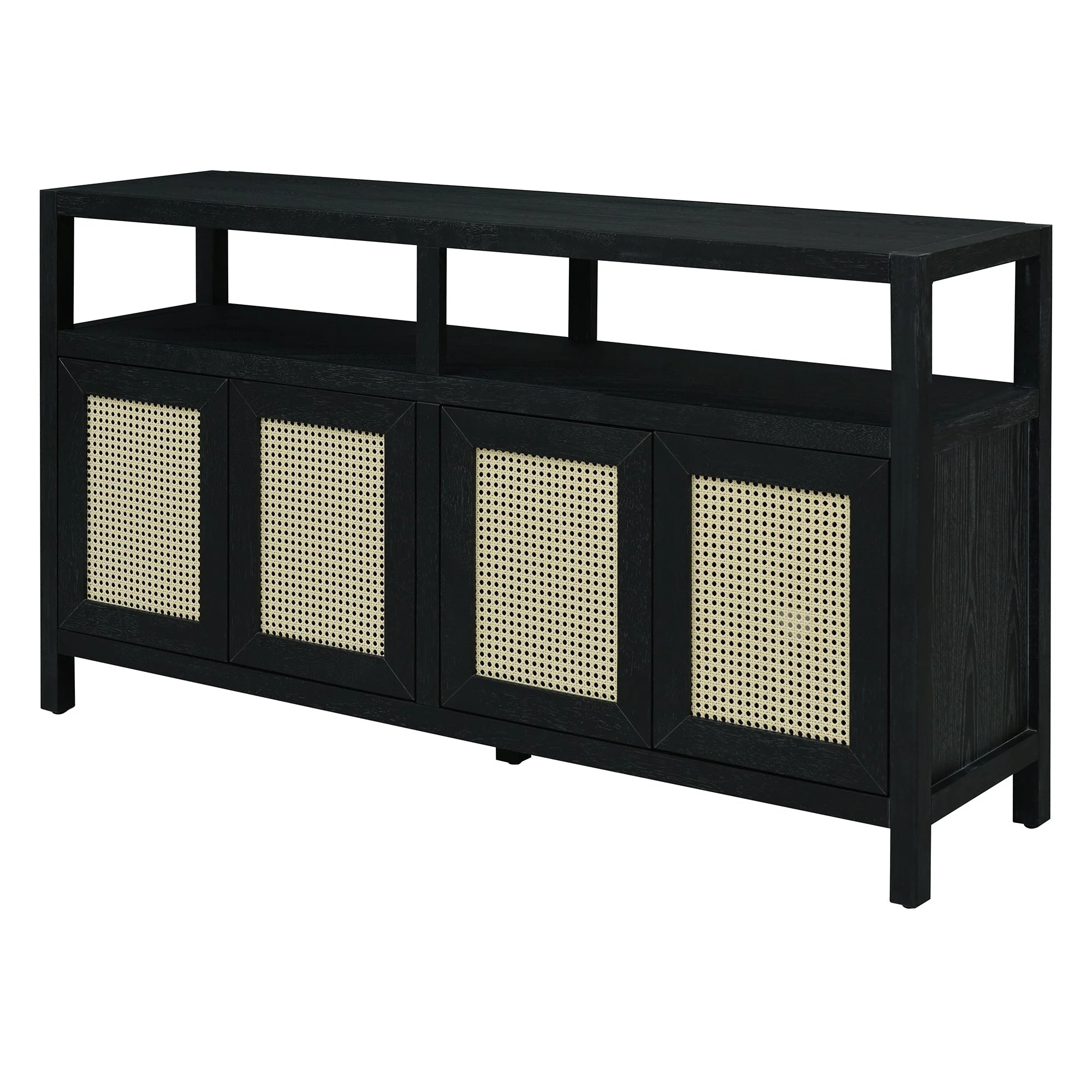 TREXM Bohemian Style Rattan Buffet Storage Cabinet with Solid Wood Frame - Image 21