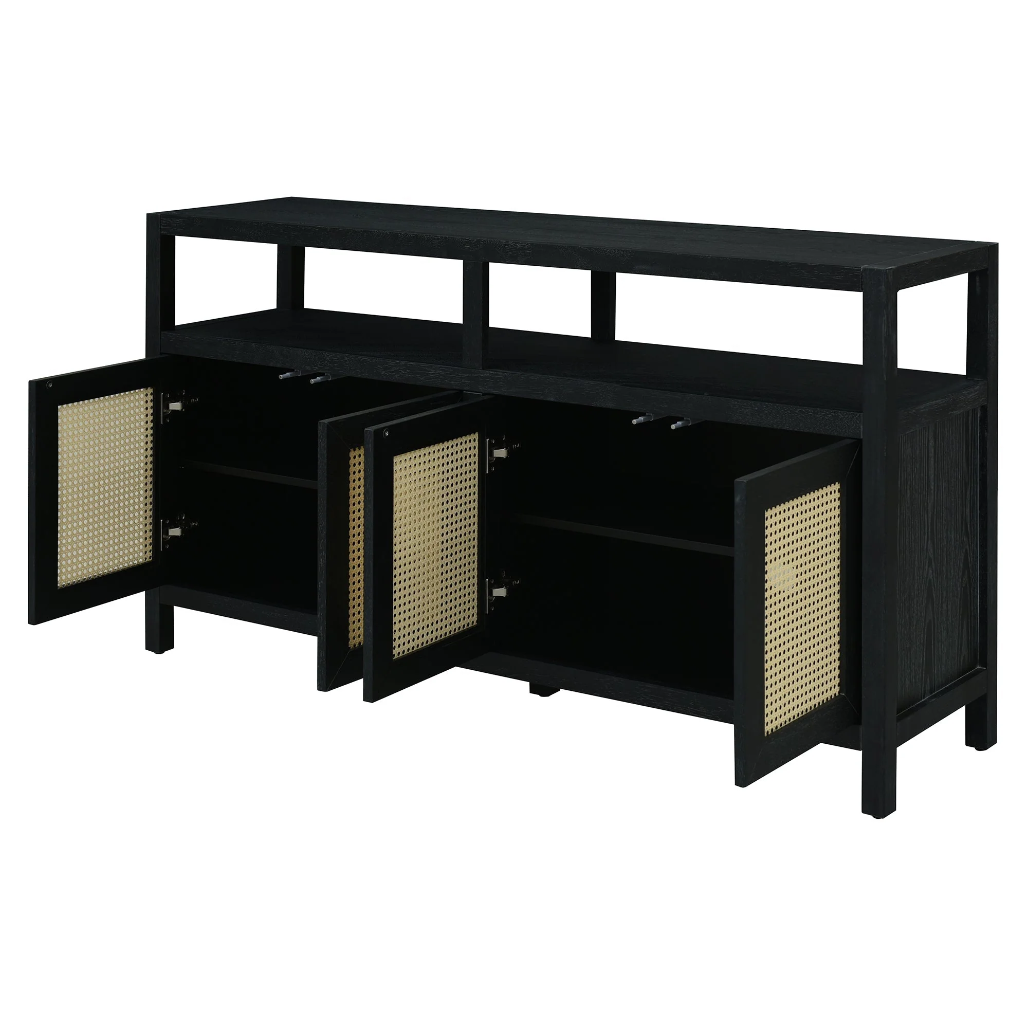 TREXM Bohemian Style Rattan Buffet Storage Cabinet with Solid Wood Frame - Image 22