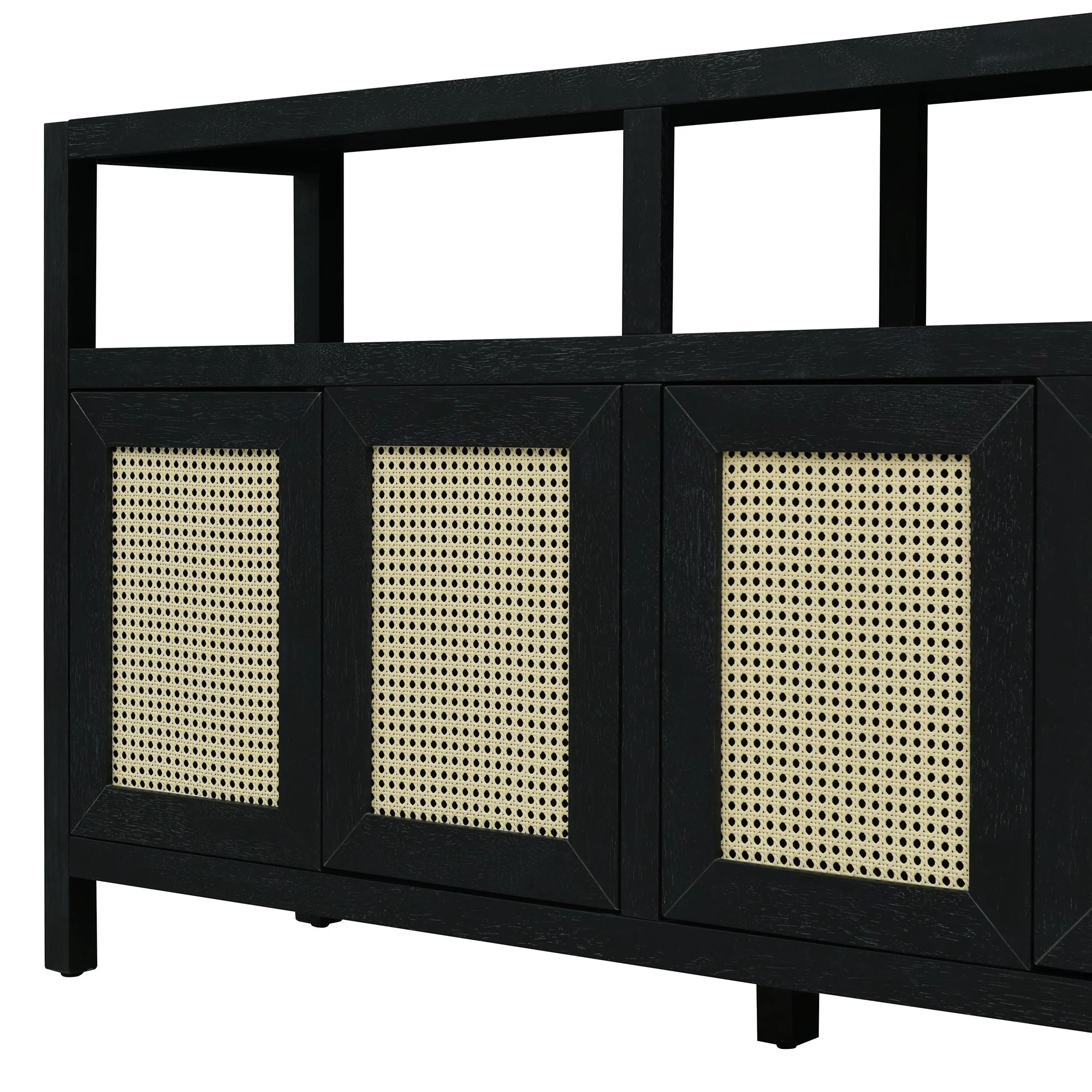 TREXM Bohemian Style Rattan Buffet Storage Cabinet with Solid Wood Frame - Image 9