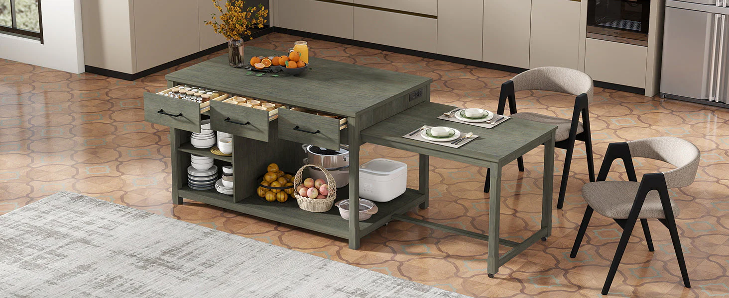 TREXM Extendable Kitchen Island with Storage - Image 27