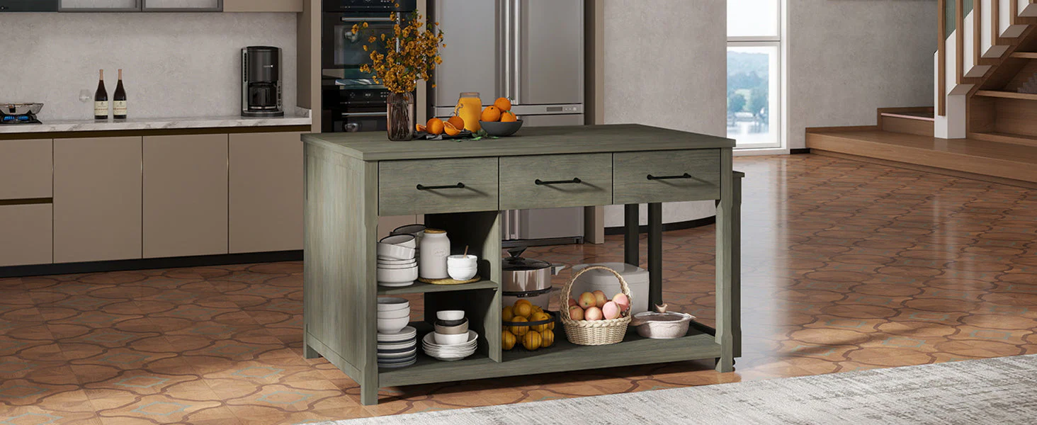 TREXM Extendable Kitchen Island with Storage - Image 30