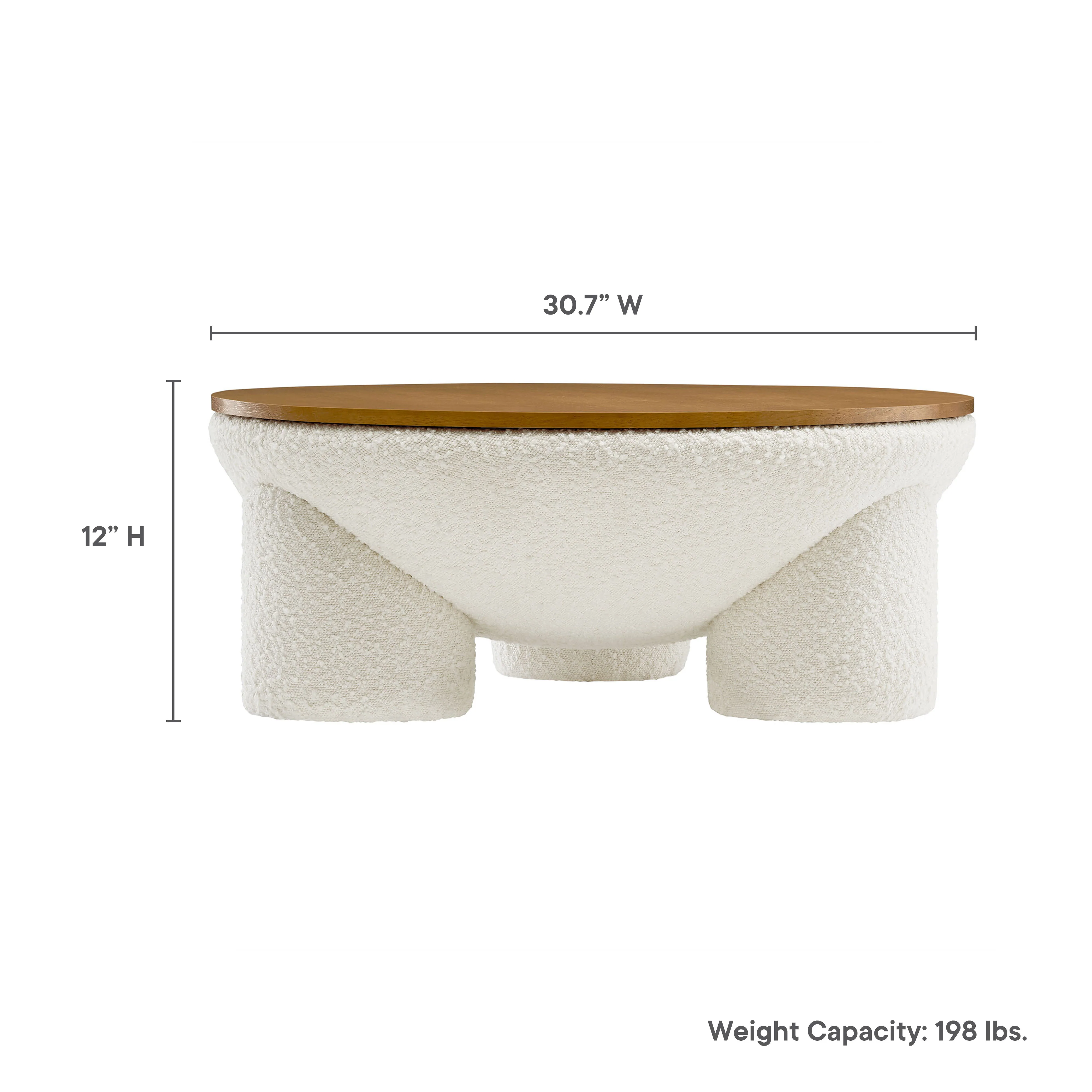 Tridome Round Boucle Upholstered Storage Coffee Table by Modway - Image 2