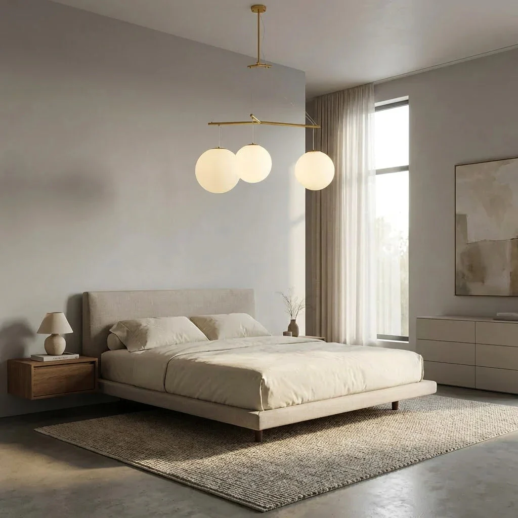 Triple Glass Orb Pendant Light – 3 Globe Gold Linear Chandelier E26/E27 - Image 12