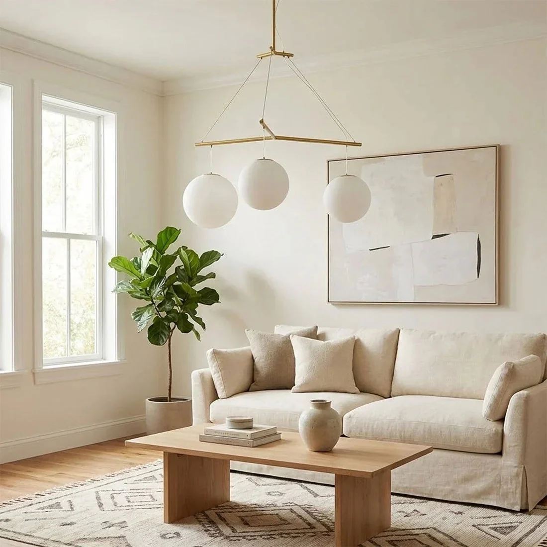 Triple Glass Orb Pendant Light – 3 Globe Gold Linear Chandelier E26/E27 - Image 14