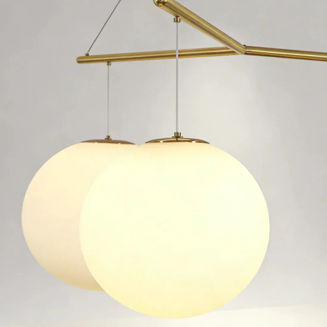 Triple Glass Orb Pendant Light – 3 Globe Gold Linear Chandelier E26/E27 - Image 17