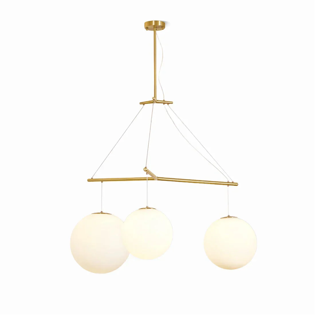 Triple Glass Orb Pendant Light – 3 Globe Gold Linear Chandelier E26/E27 - Image 18