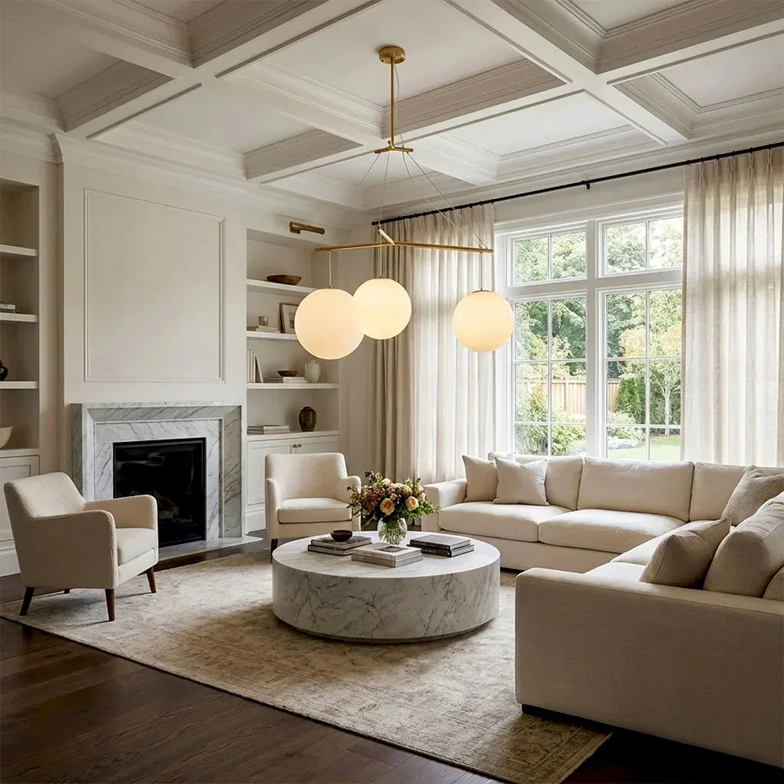Triple Glass Orb Pendant Light – 3 Globe Gold Linear Chandelier E26/E27 - Image 5