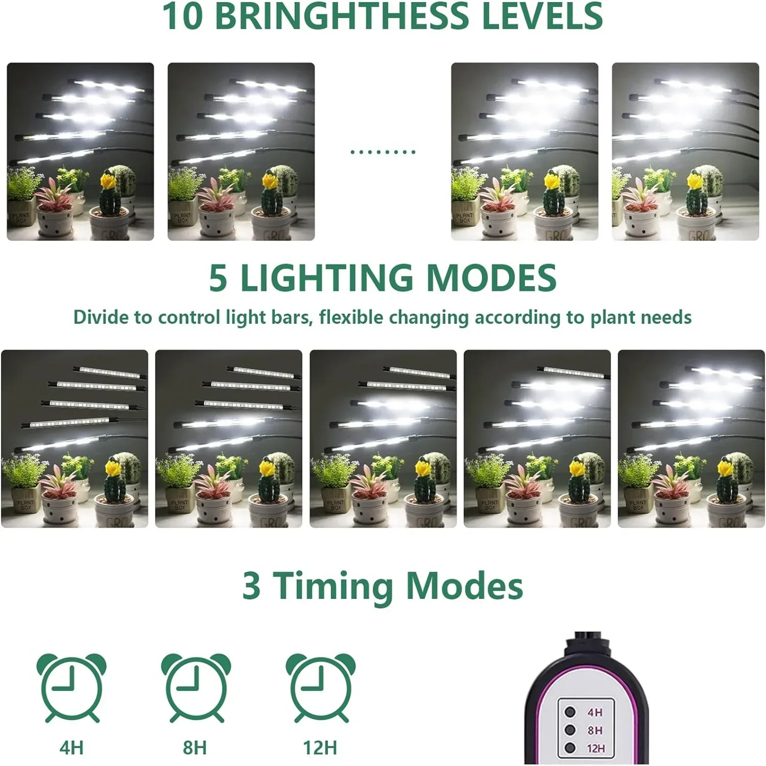 Tripod LED Grow Light Full Spectrum 6000K USB Adjustable for Indoor Plants - Image 2