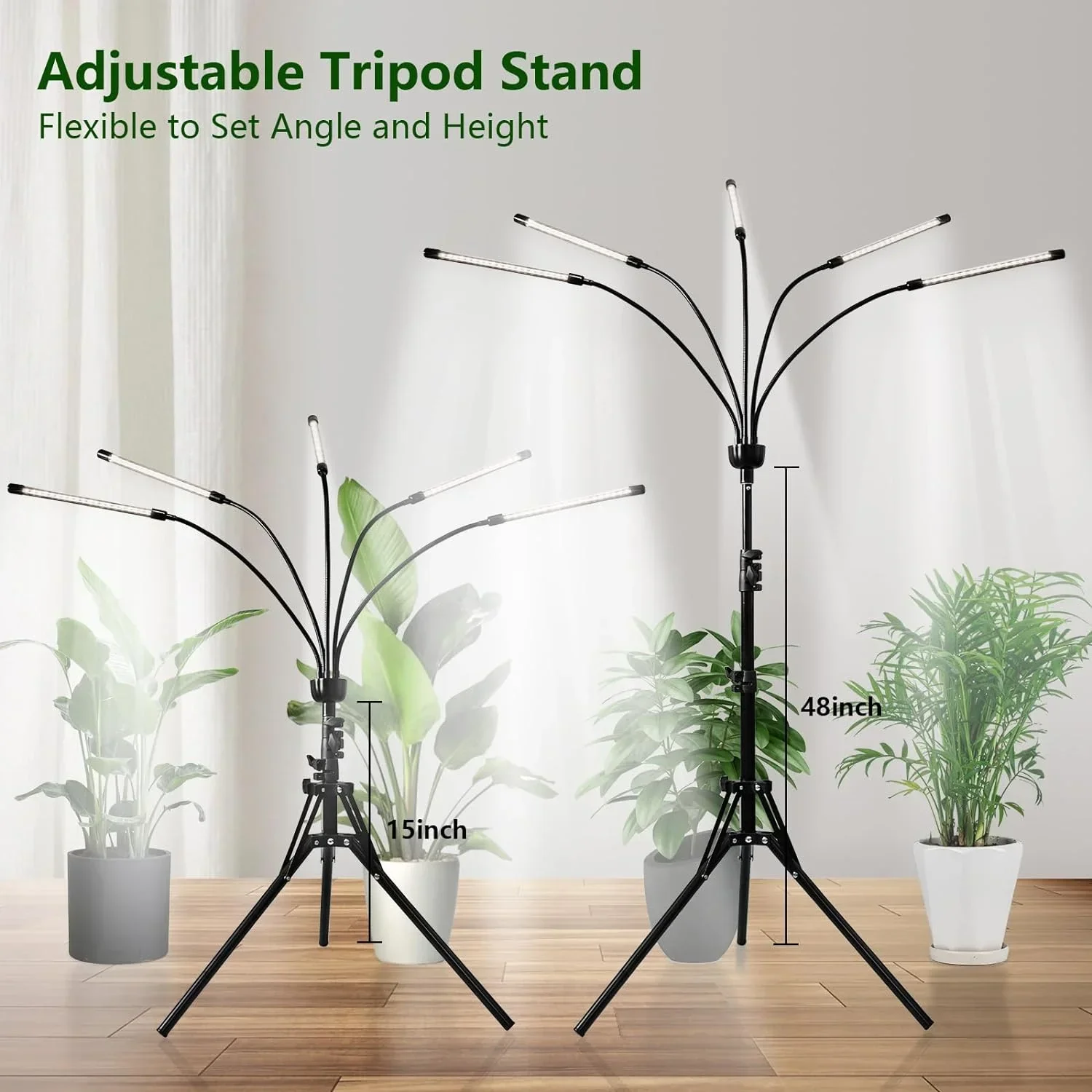Tripod LED Grow Light Full Spectrum 6000K USB Adjustable for Indoor Plants - Image 3