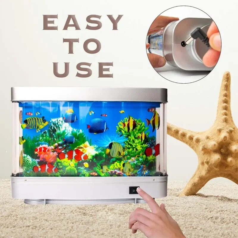 Tropical Fish Tank Lamp Virtual Aquarium LED Night Light Kids Room Gift - Image 2