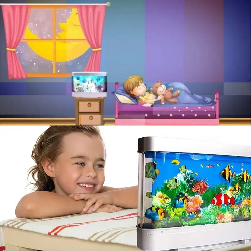 Tropical Fish Tank Lamp Virtual Aquarium LED Night Light Kids Room Gift - Image 3