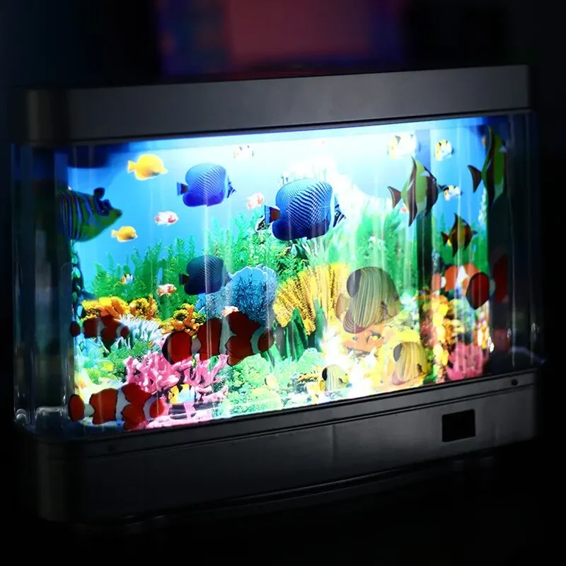 Tropical Fish Tank Lamp Virtual Aquarium LED Night Light Kids Room Gift - Image 4