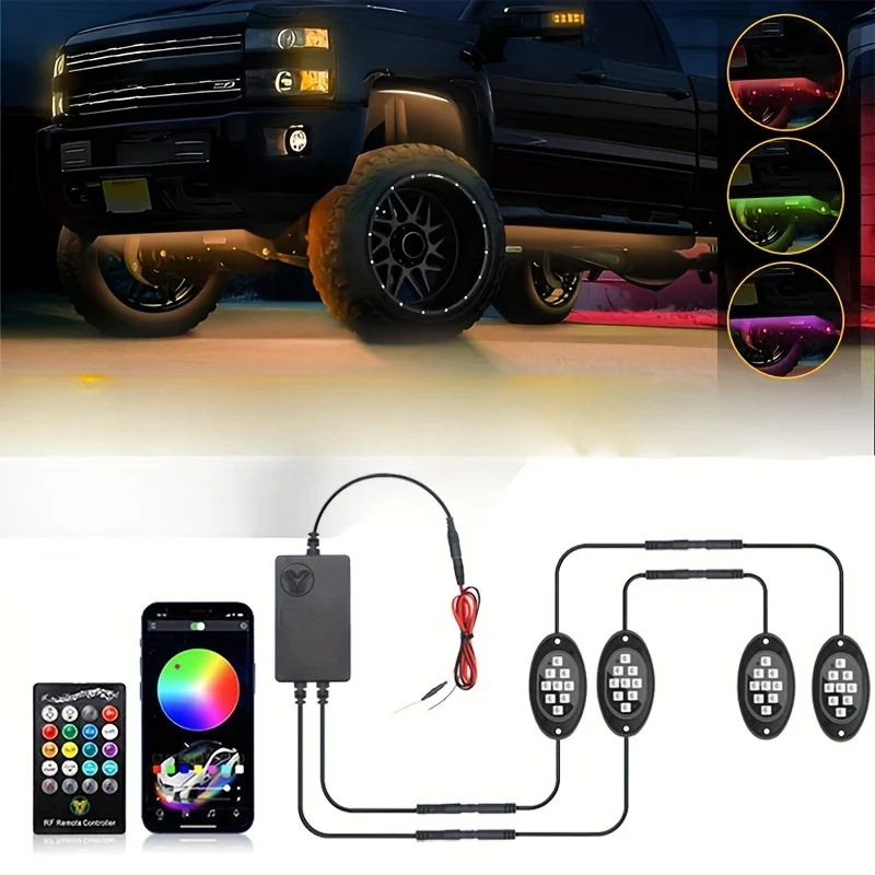 Truck Rock Lights RGB LED Kit – Dual Control Neon Underglow for Off-Road SUV/ATV - Image 10