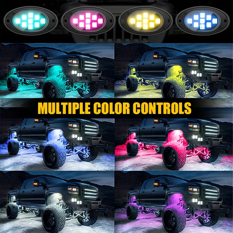 Truck Rock Lights RGB LED Kit – Dual Control Neon Underglow for Off-Road SUV/ATV - Image 2