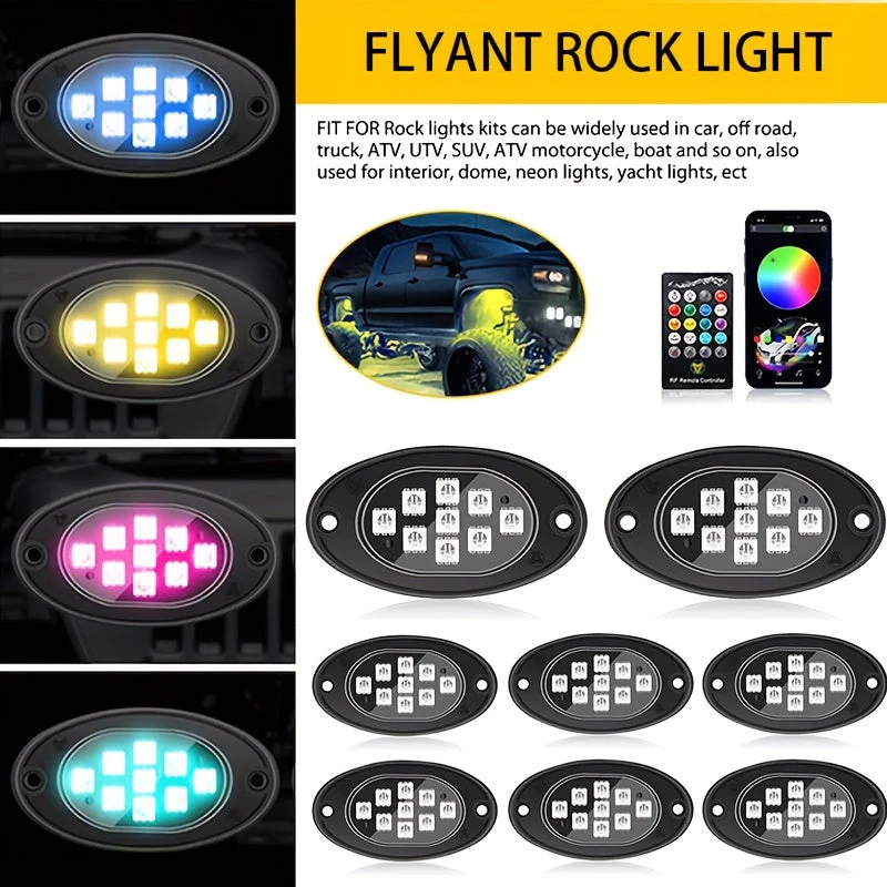 Truck Rock Lights RGB LED Kit – Dual Control Neon Underglow for Off-Road SUV/ATV - Image 3