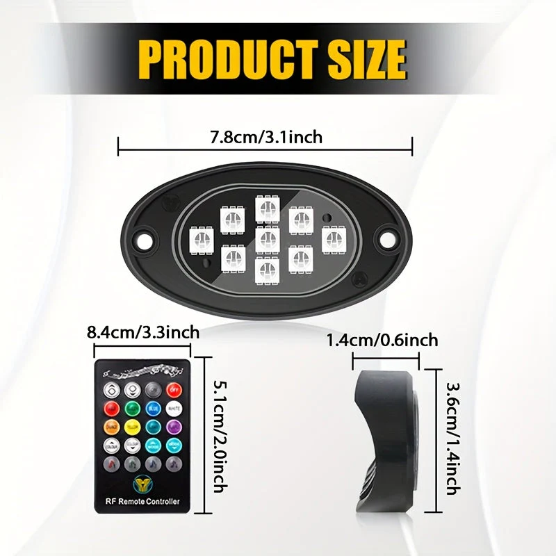 Truck Rock Lights RGB LED Kit – Dual Control Neon Underglow for Off-Road SUV/ATV - Image 4