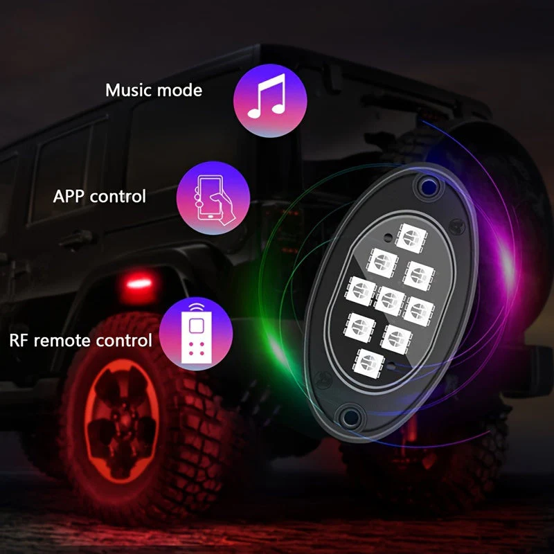Truck Rock Lights RGB LED Kit – Dual Control Neon Underglow for Off-Road SUV/ATV - Image 7