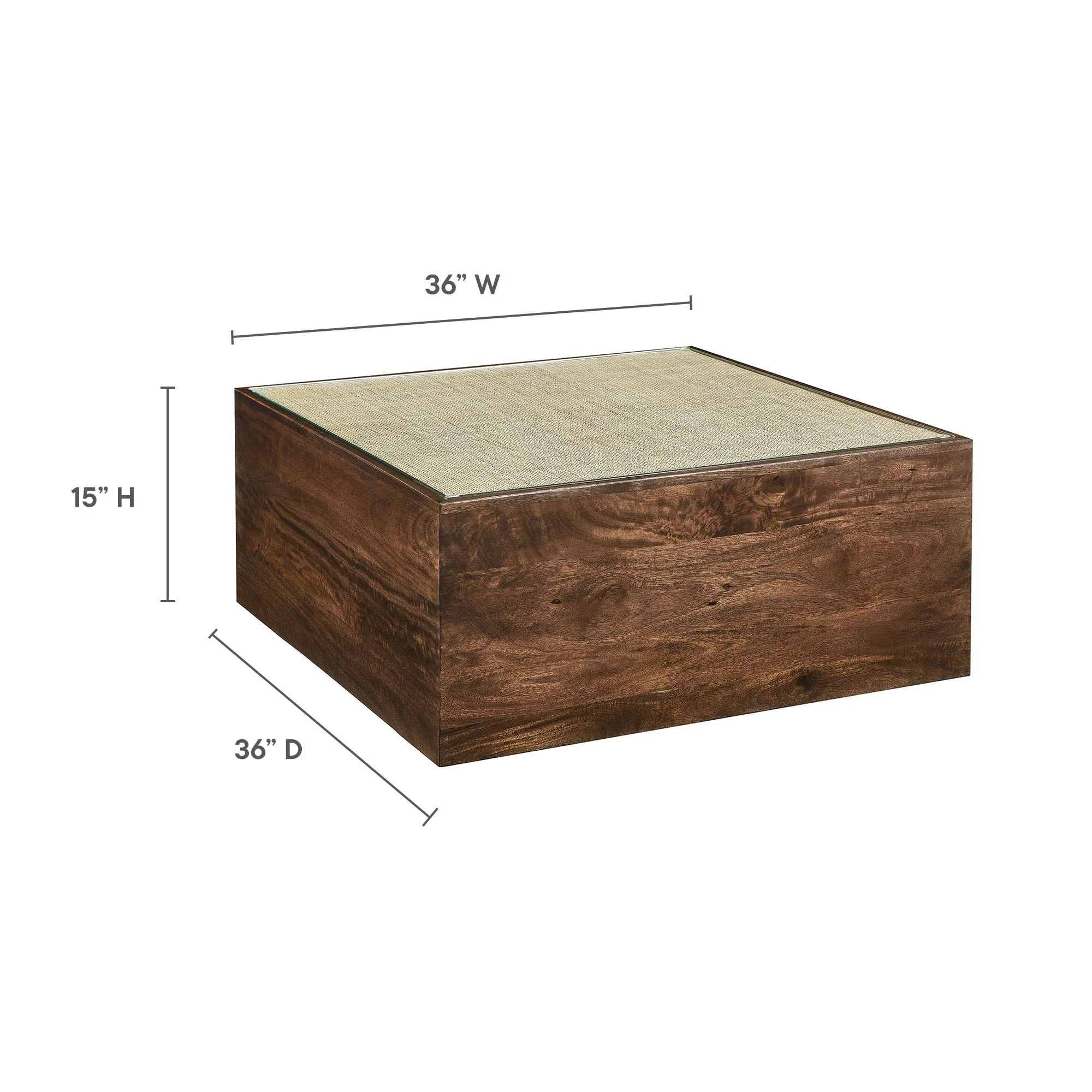 Truett Square Wood Rattan Coffee Table by Modway - Image 3