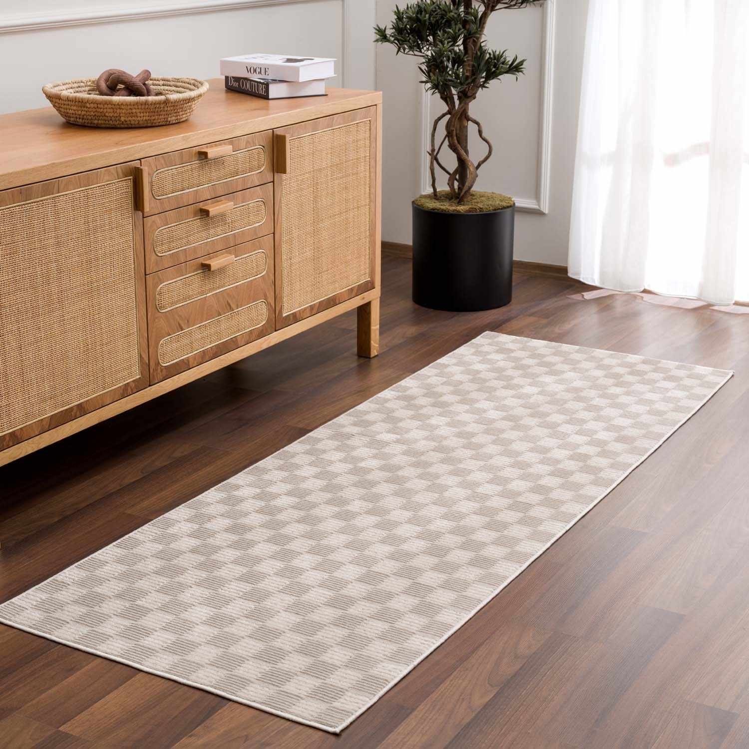 Truls 3D Checkered Washable Rug -  Biscotti - Image 4