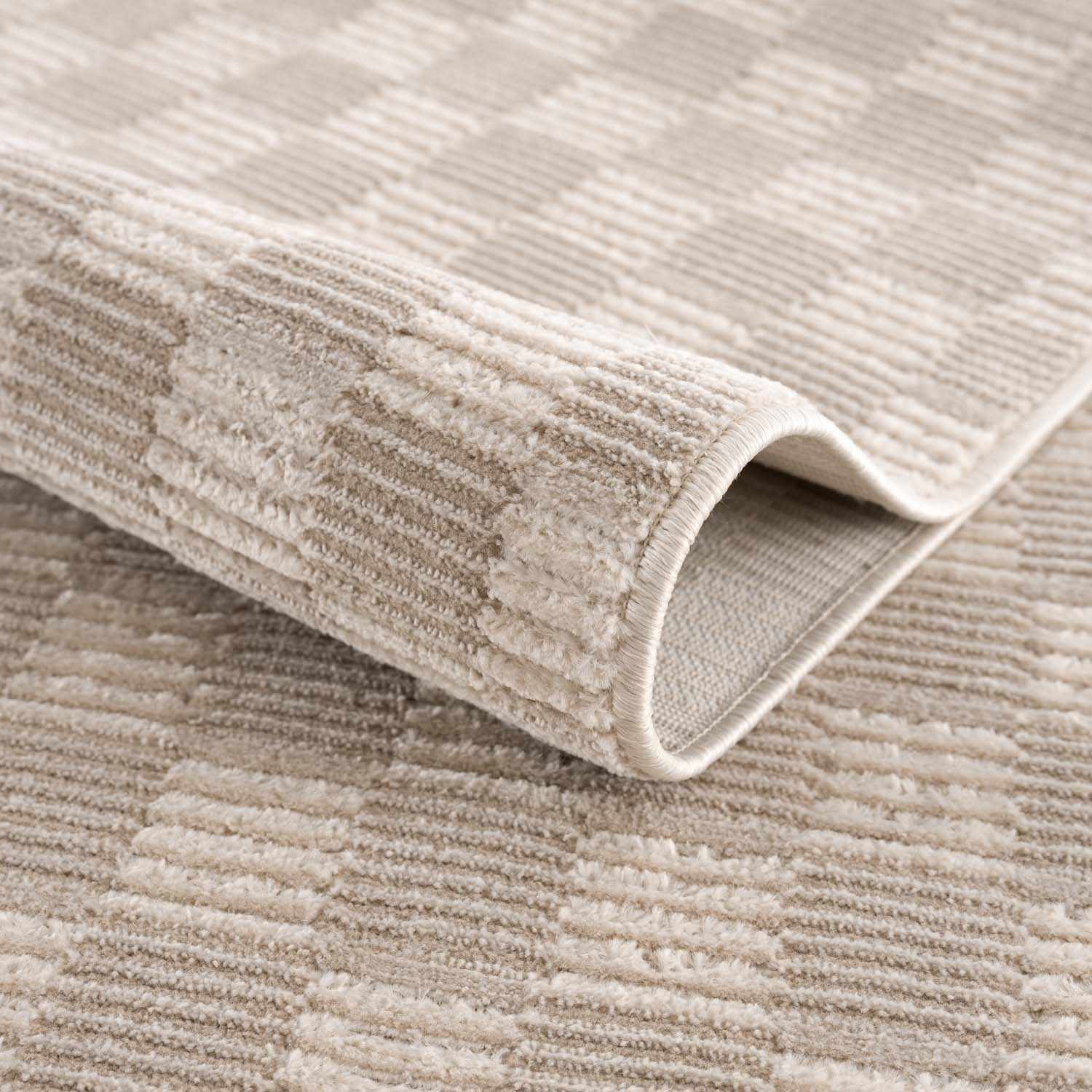 Truls 3D Checkered Washable Rug -  Biscotti - Image 6