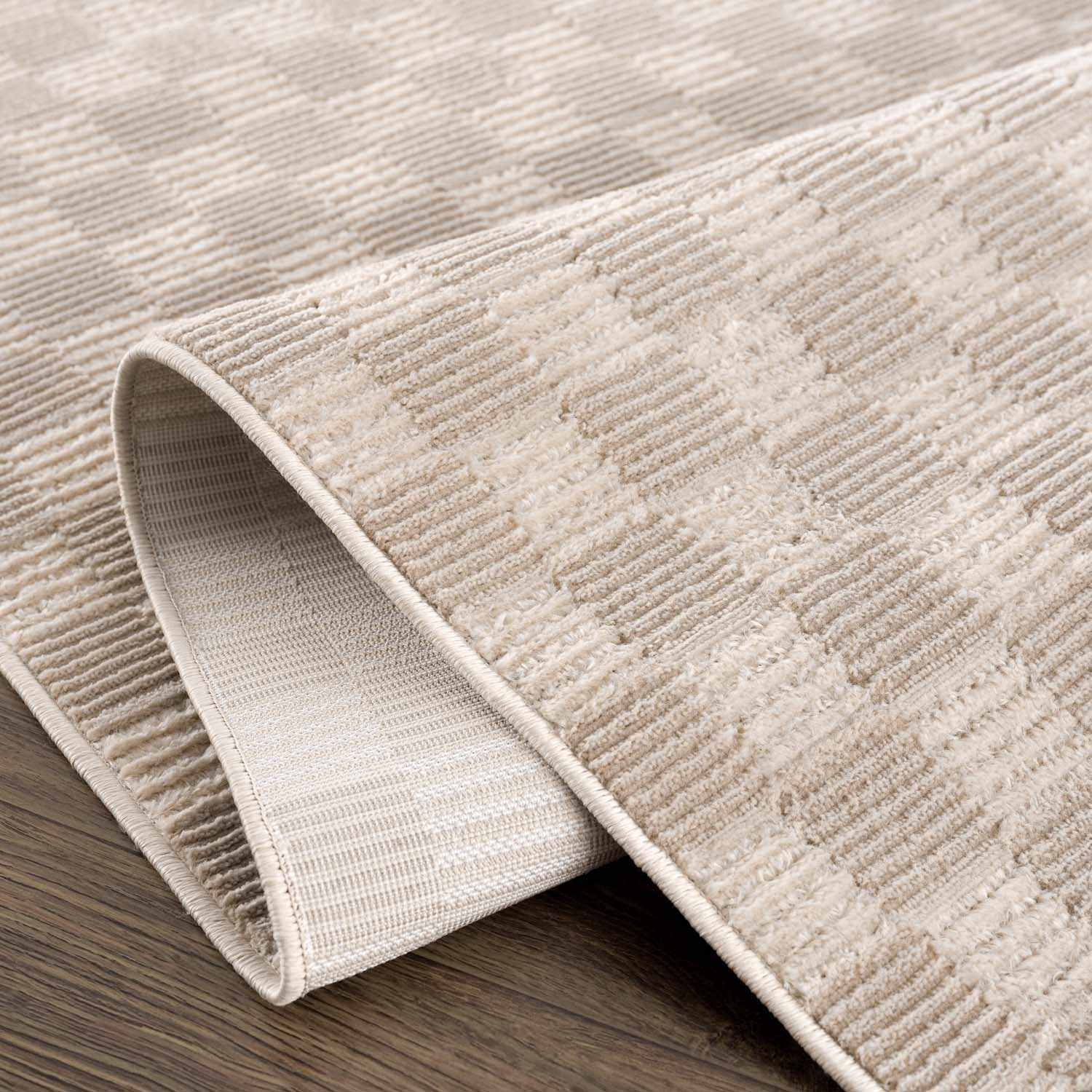 Truls 3D Checkered Washable Rug -  Biscotti - Image 7