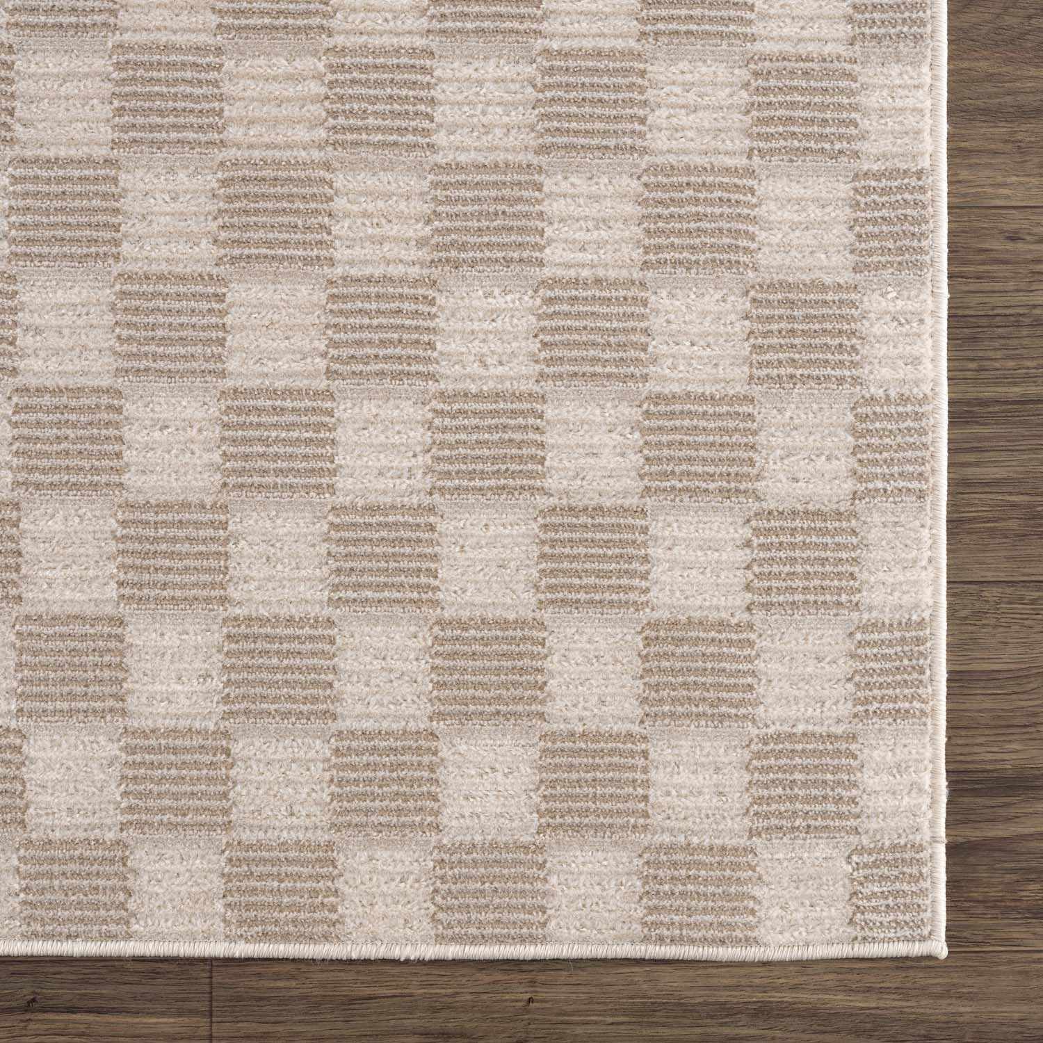 Truls 3D Checkered Washable Rug -  Biscotti - Image 8