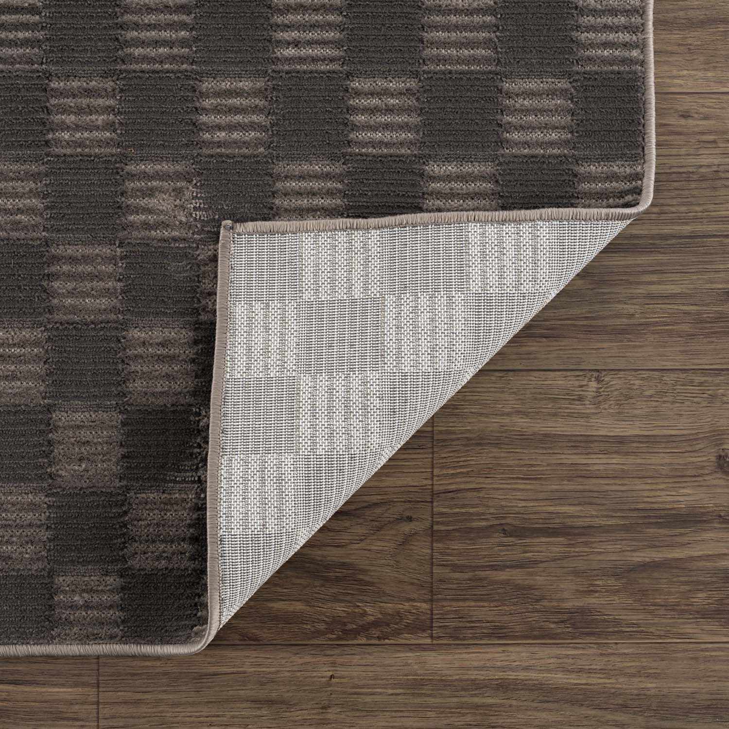 Truls 3D Checkered Washable Rug - Black - Image 5