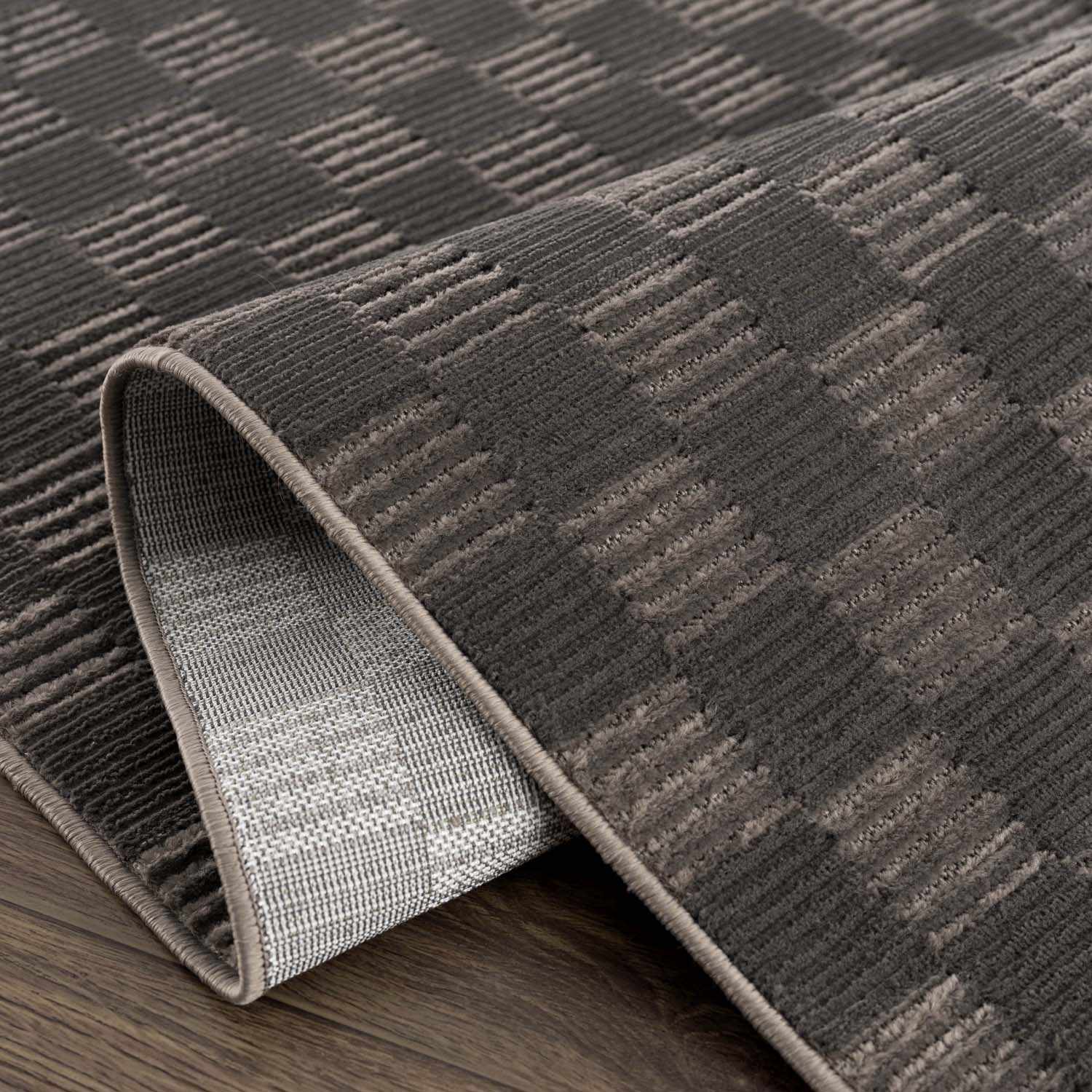 Truls 3D Checkered Washable Rug - Black - Image 6