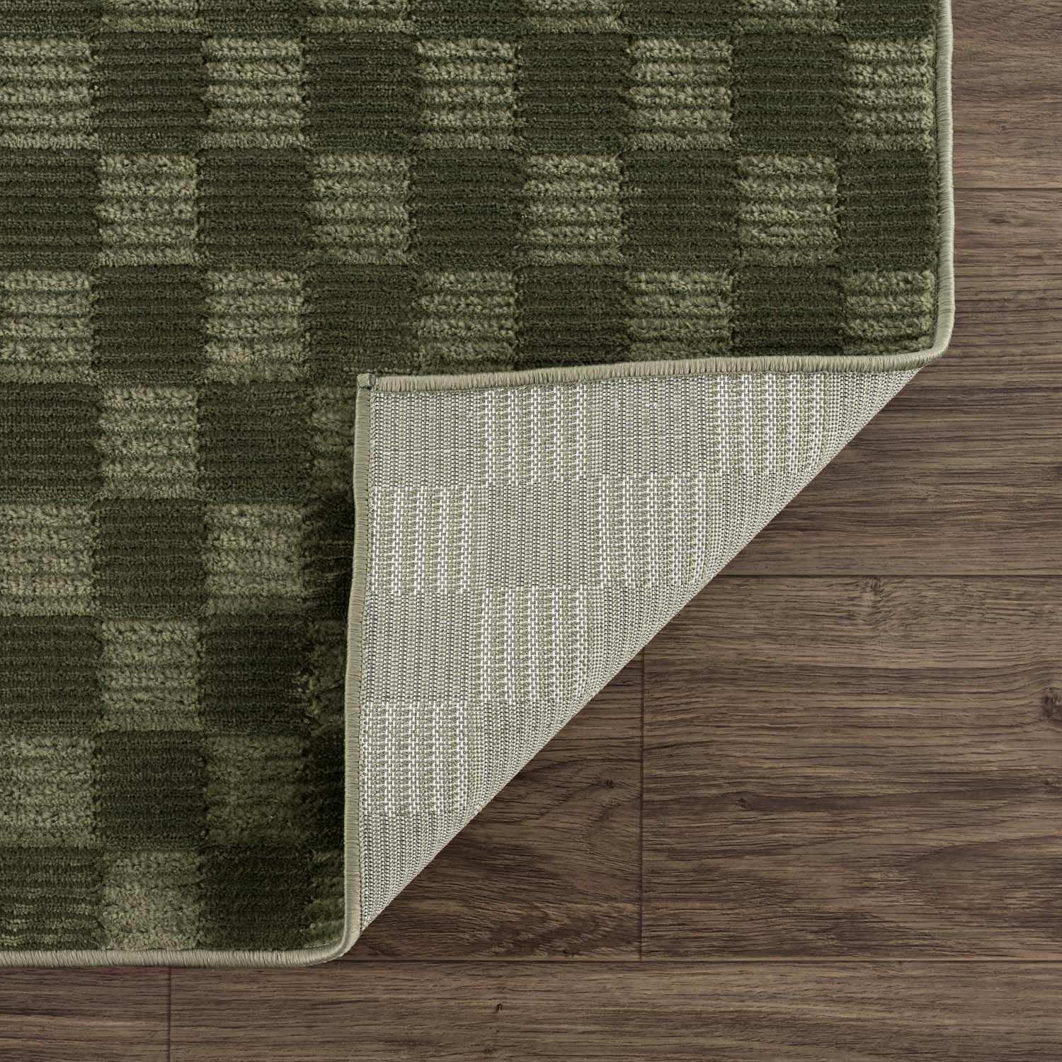 Truls 3D Checkered Washable Rug - Green - Image 5