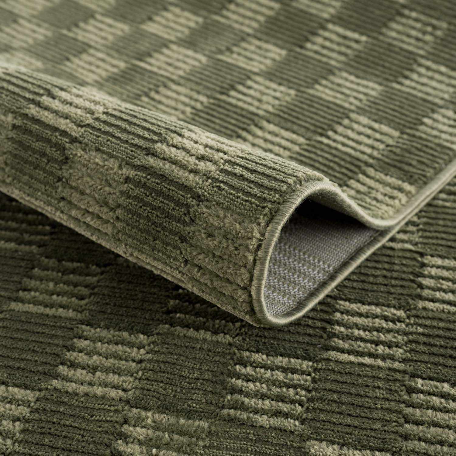 Truls 3D Checkered Washable Rug - Green - Image 6