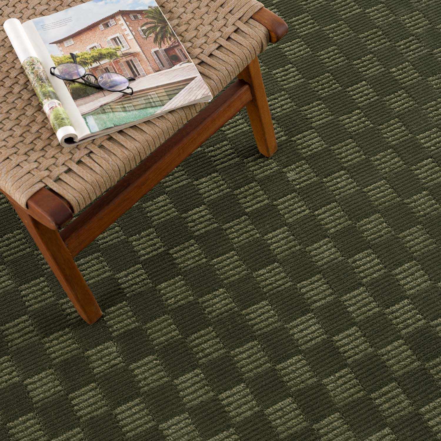 Truls 3D Checkered Washable Rug - Green - Image 9