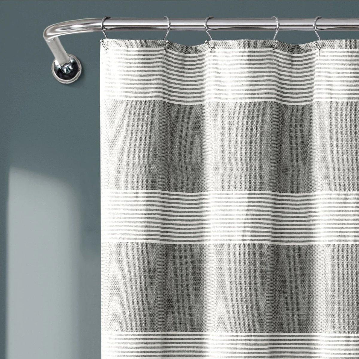 Tucker Stripe Yarn Dyed Knotted Tassel Shower Curtain - Image 11