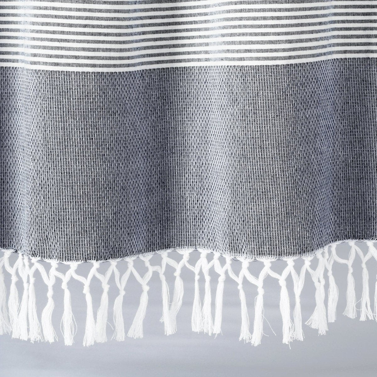 Tucker Stripe Yarn Dyed Knotted Tassel Window Curtain Panel Set - Image 10