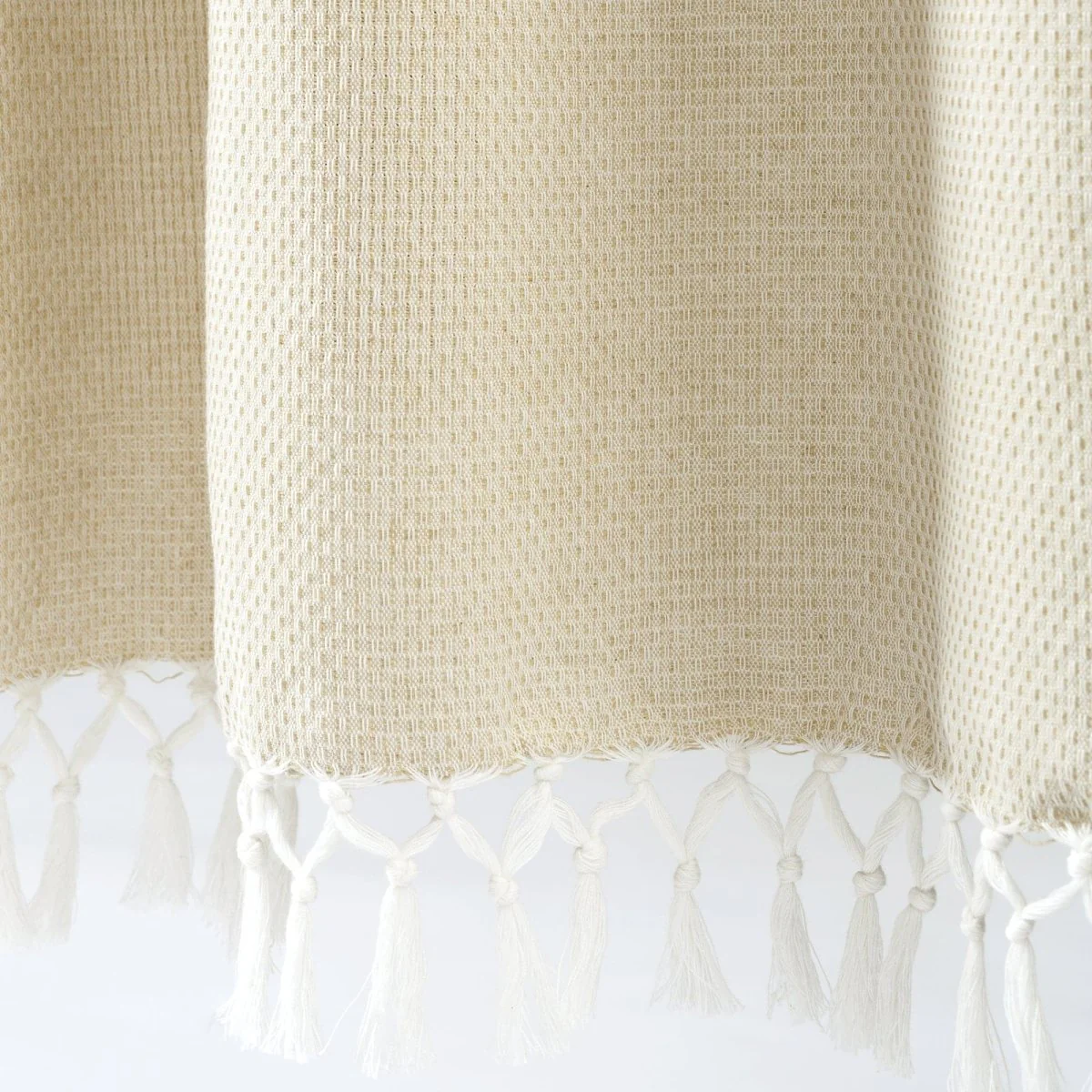 Tucker Stripe Yarn Dyed Knotted Tassel Window Curtain Panel Set - Image 13