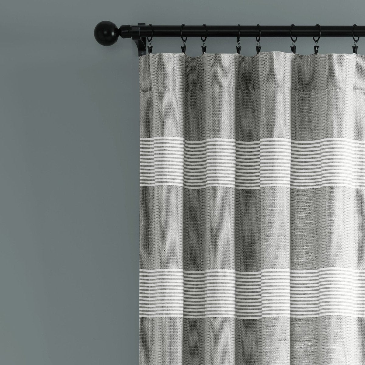 Tucker Stripe Yarn Dyed Knotted Tassel Window Curtain Panel Set - Image 4
