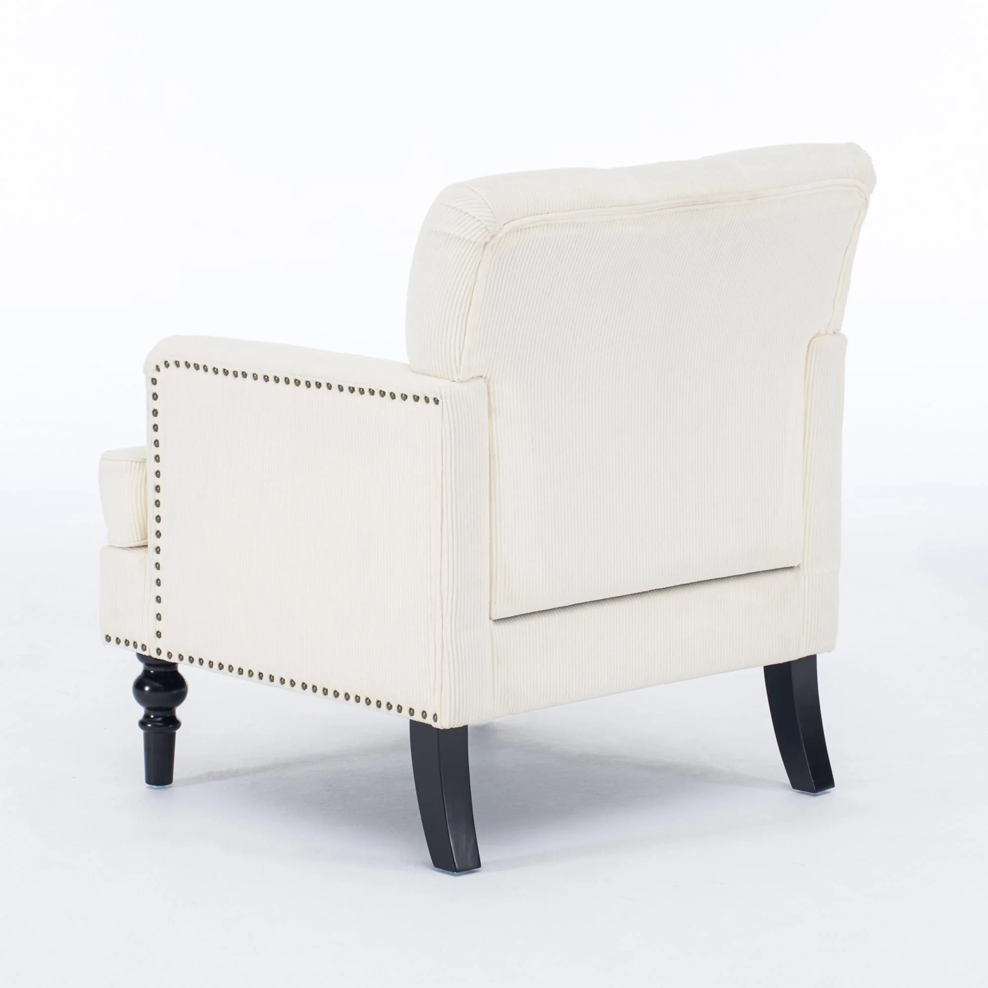 Tufted Club Chair, Upholstered Accent Armchair in Beige Corduroy - Image 9