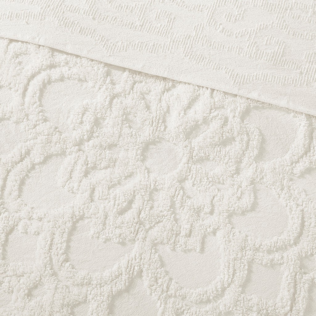 Tufted Cotton Chenille Medallion Fringe Coverlet Mini Set - Off-White Twin/Twin XL - Image 6