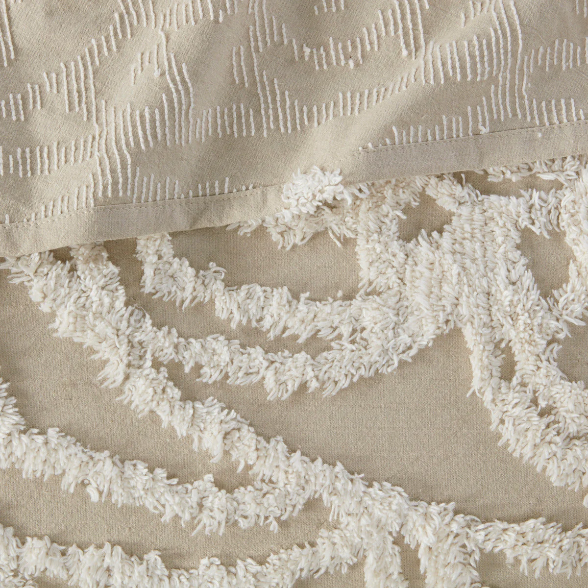 Tufted Cotton Chenille Medallion Fringe Coverlet Mini Set Taupe Full/Queen - Image 3