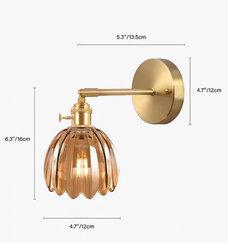 Tulip Glass Wall Lamp Retro Flower Bud Vintage Wall Light - Image 17
