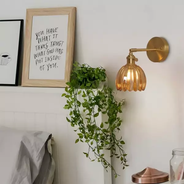 Tulip Glass Wall Lamp Retro Flower Bud Vintage Wall Light - Image 4