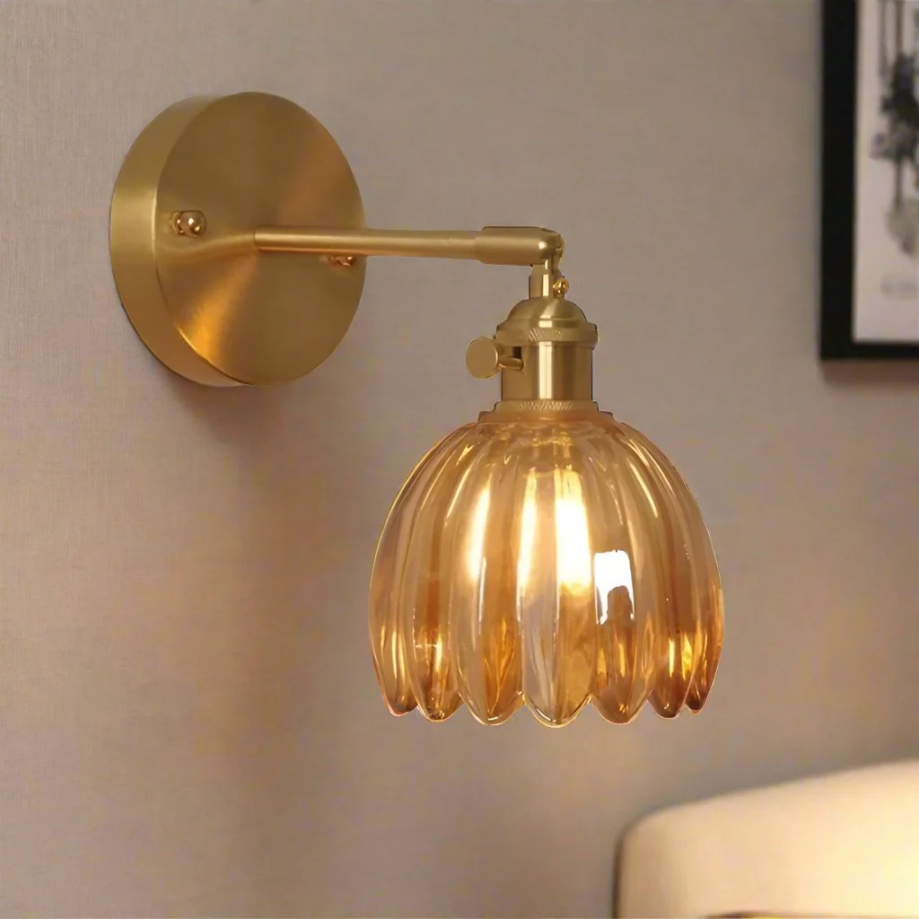 Tulip Glass Wall Lamp Retro Flower Bud Vintage Wall Light - Image 7