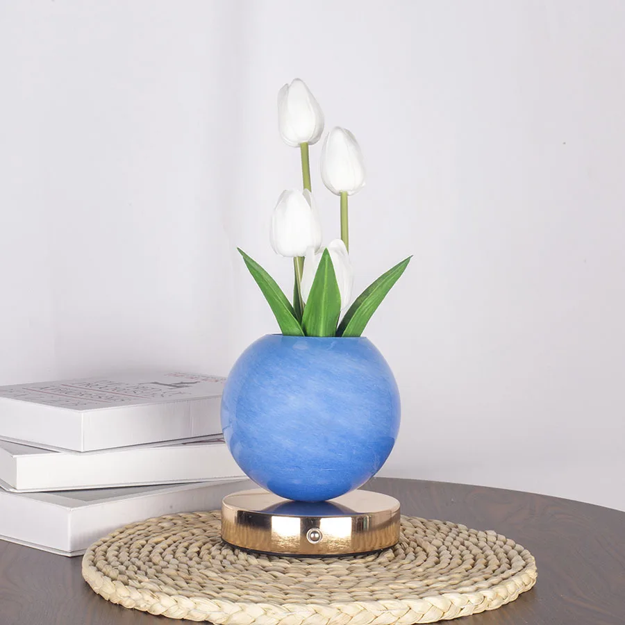 Tulip LED Night Light USB Rechargeable Desk Table Lamp for Bedroom & Holiday Decor - Image 5