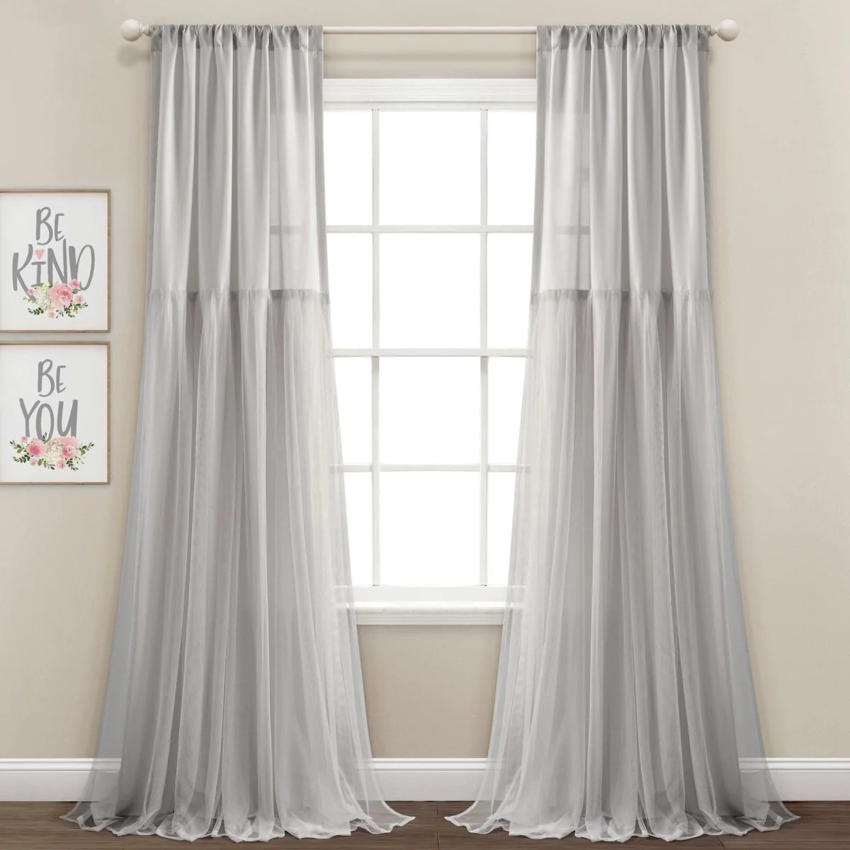 Tulle Skirt Solid Window Curtain Panel Set - Image 3