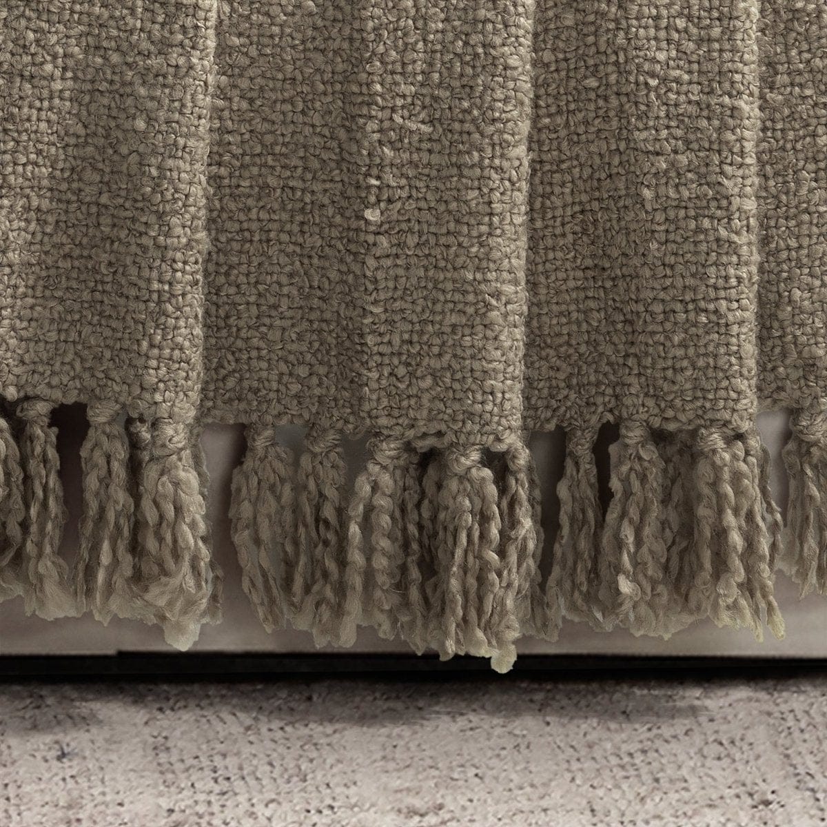 Tulum Boucle Textured Woven Fringed Throw Blanket - Image 2