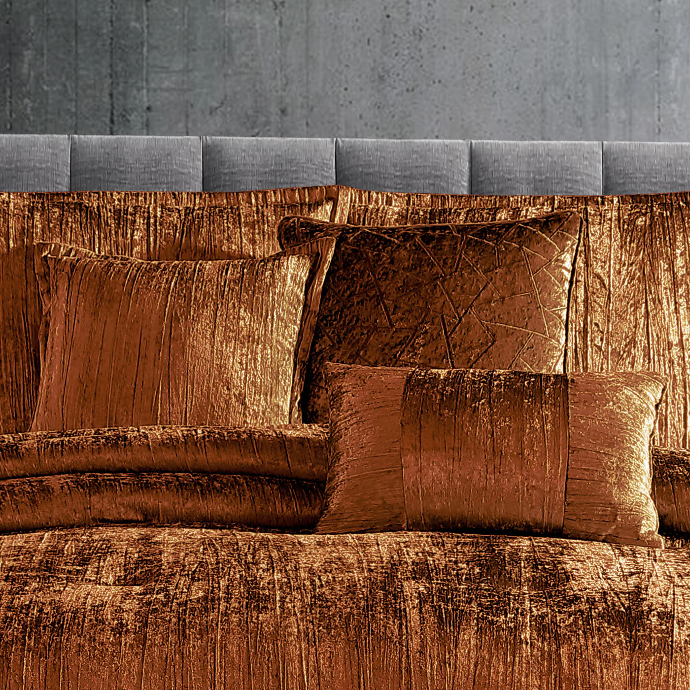 Turin 7 Piece Spice Crinkle Velvet Comforter Set - Image 2
