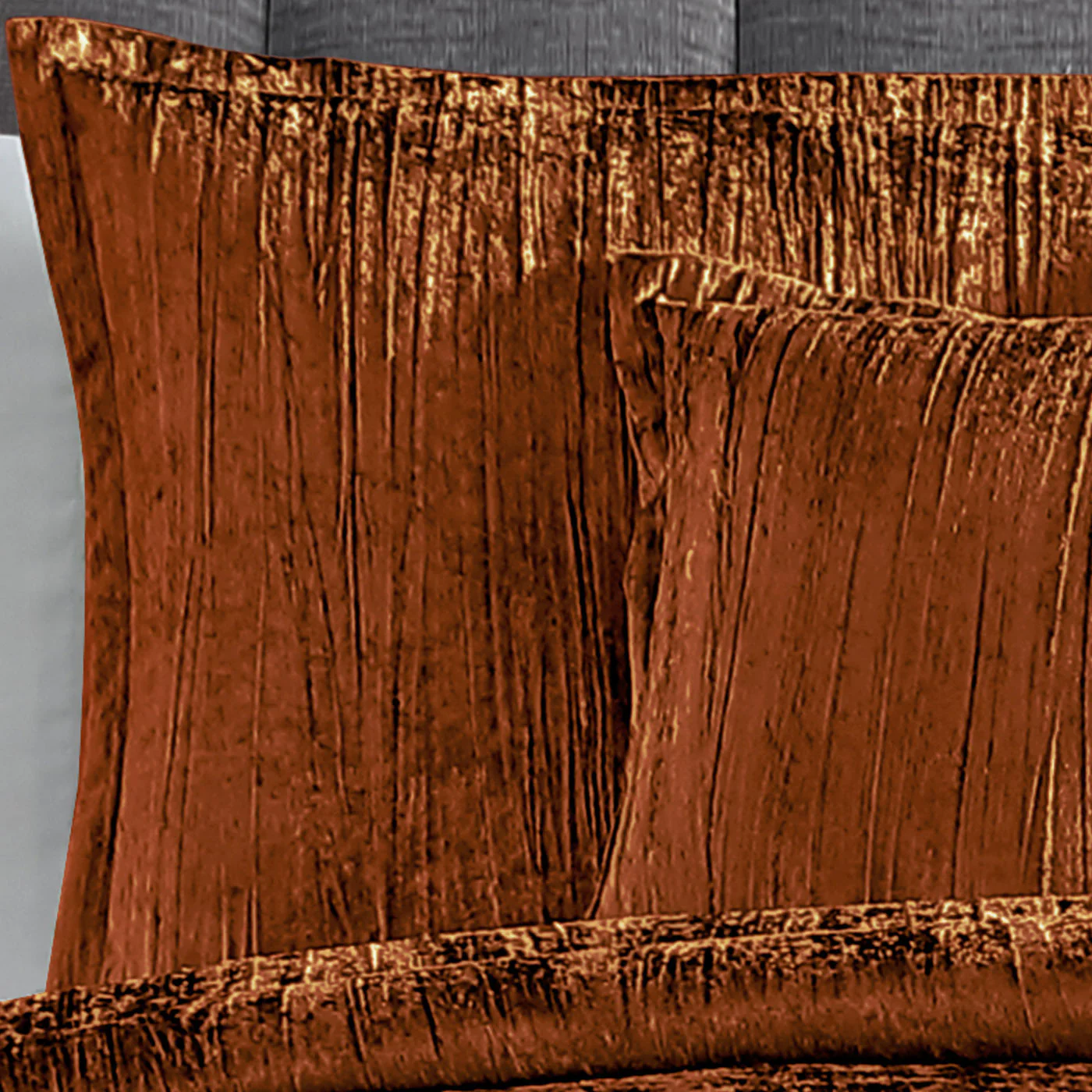 Turin 7 Piece Spice Crinkle Velvet Comforter Set - Image 3