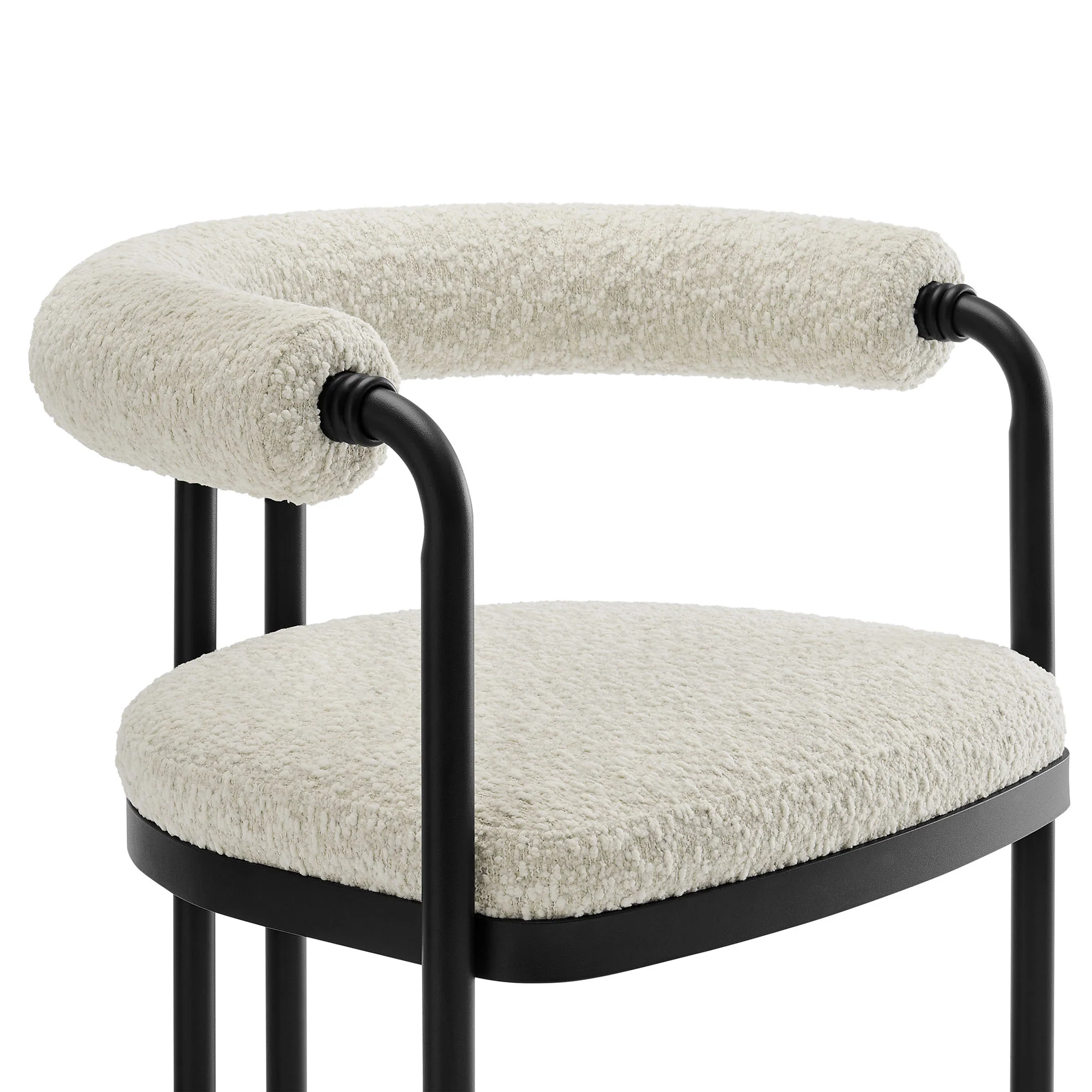 Turin Curved Back Boucle and Metal Counter Stool by Modway - Image 7