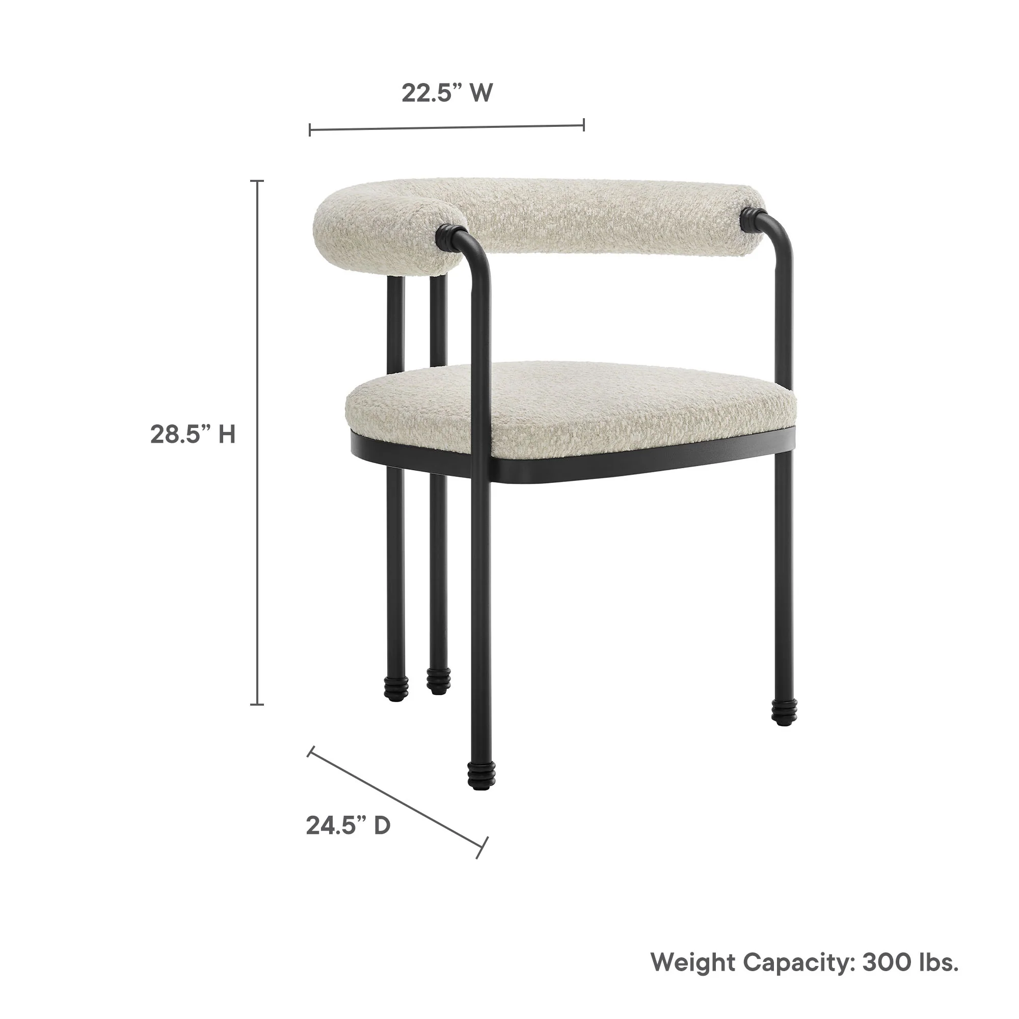 Turin Curved Back Boucle and Metal Dining Accent Chair by Modway - Image 3