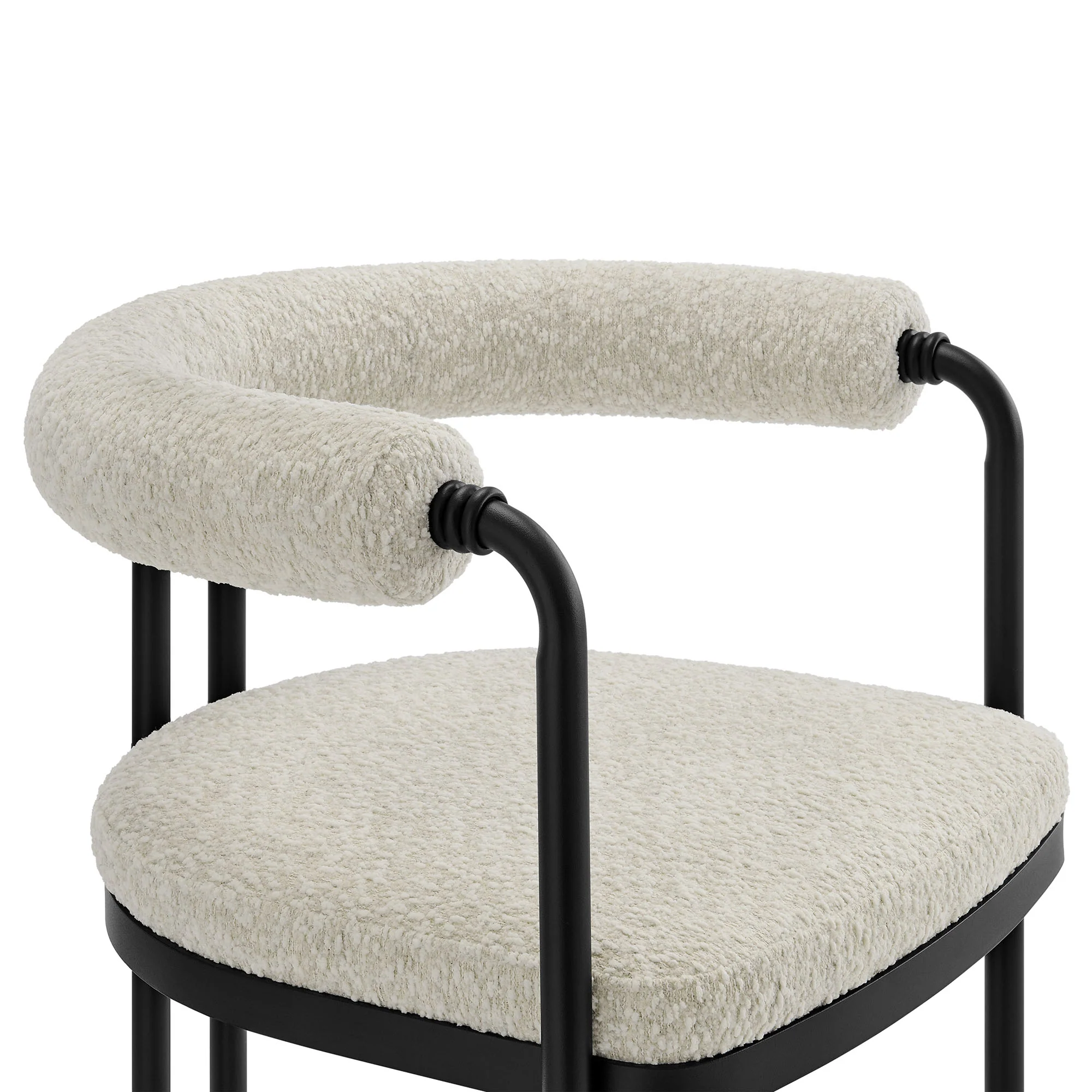 Turin Curved Back Boucle and Metal Dining Accent Chair by Modway - Image 7