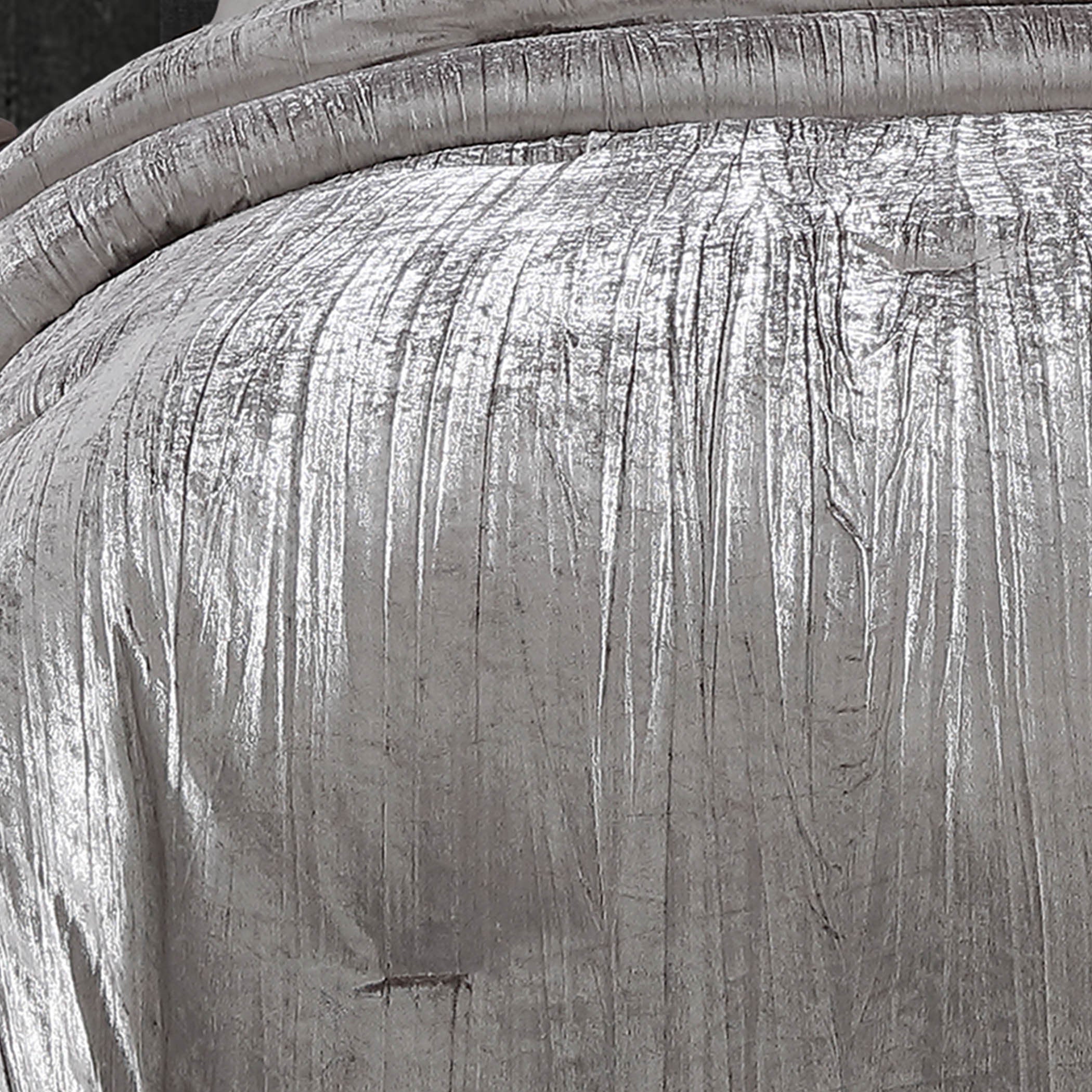 Turin Silver Crinkle Velvet 7PC Bedding Set - Image 4